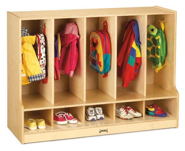 Jonti-Craft Toddler 5 Section Coat Locker with Step - without Trays