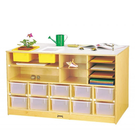Jonti-Craft Mobile Twin Storage Island - with Clear Trays