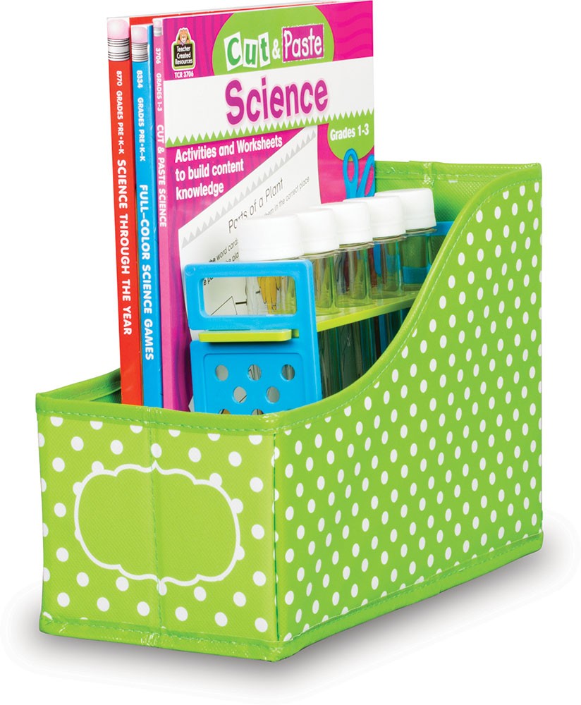 Lime Polka Dots Book Bin