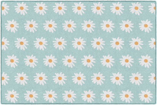 Good Vibes Turquoise Daisies Rug By Schoolgirl Style