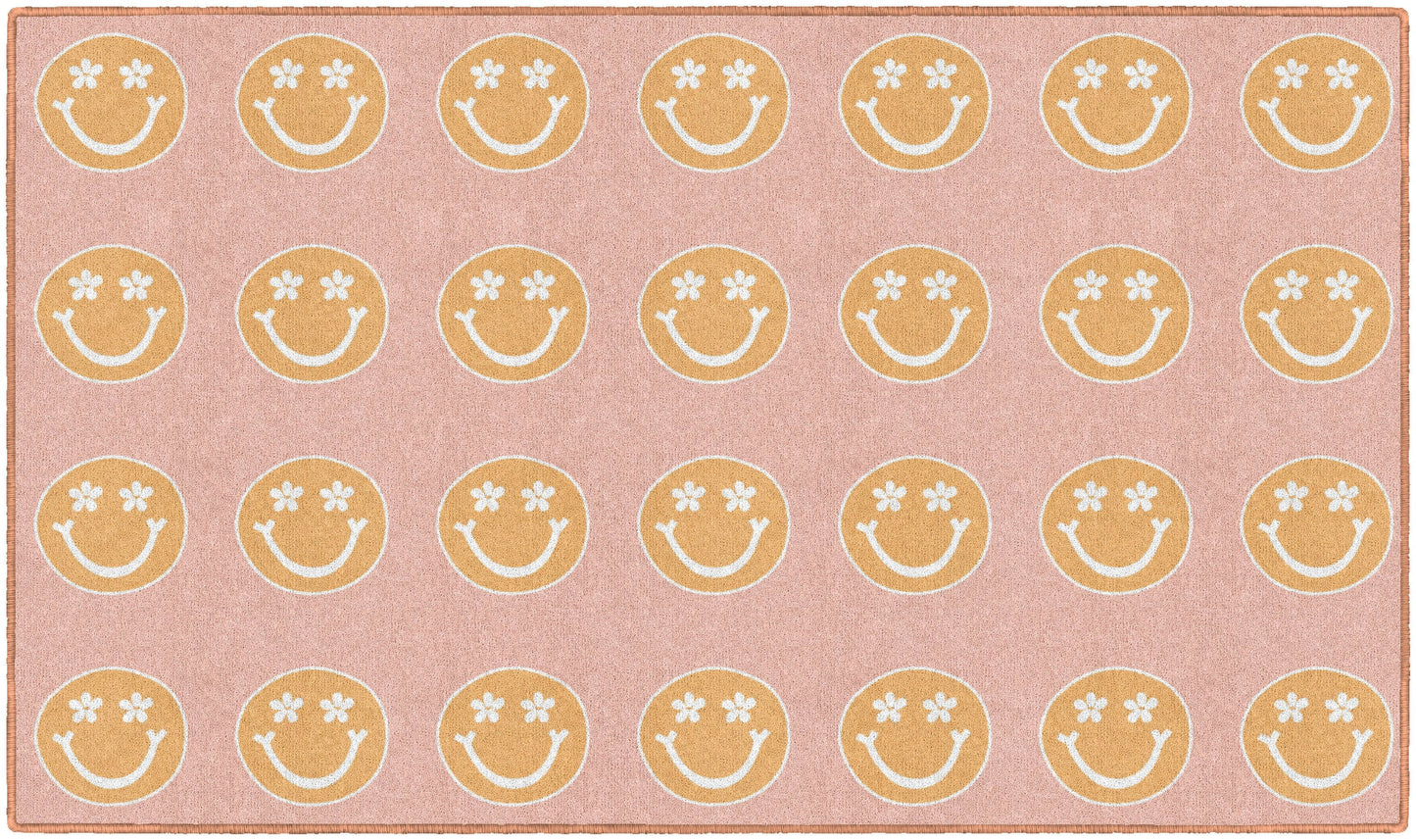 Good Vibes & Smiley Faces Criss-Cross Applesauce Rug By Schoolgirl Style