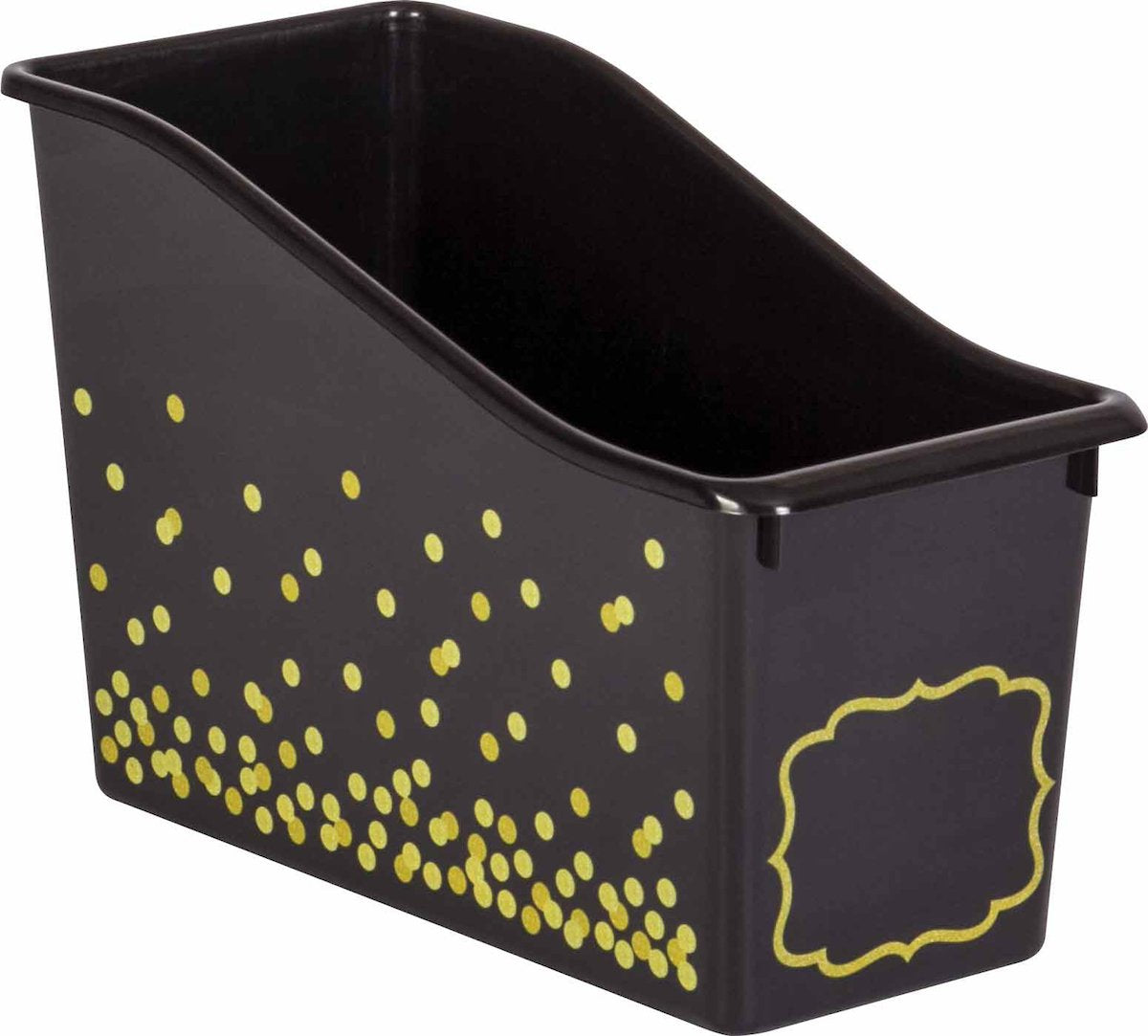 Black Confetti Plastic Book Bin