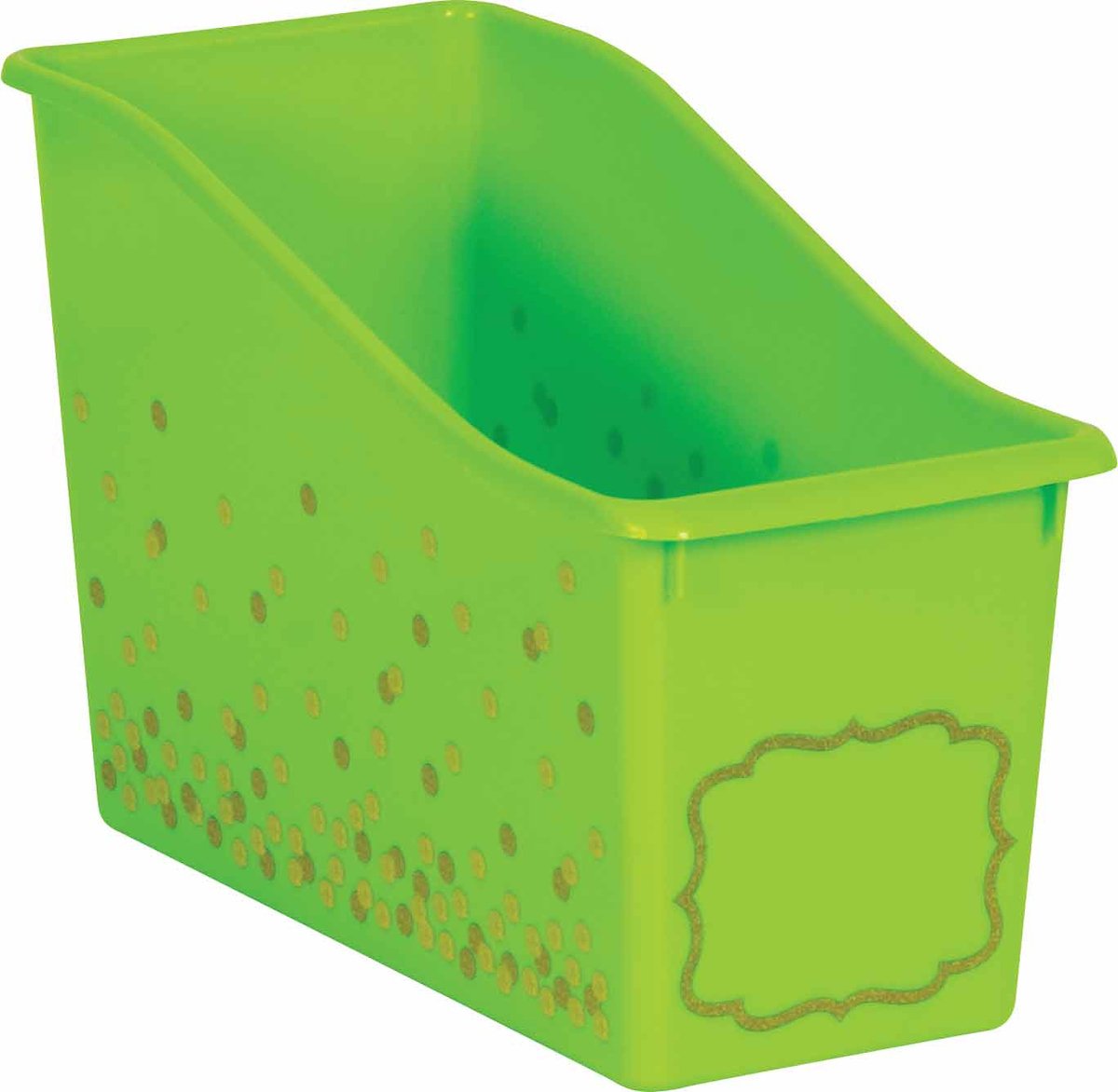 Lime Confetti Plastic Book Bin