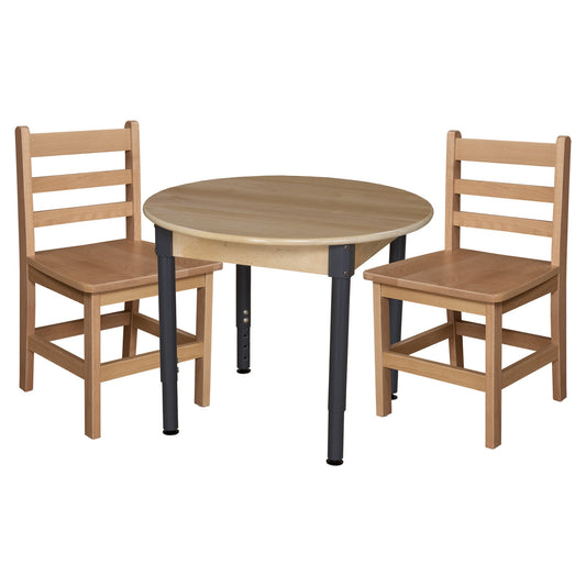 30" Round Hardwood Adjustable-Height Table w/ Chairs (15" Seat Height)