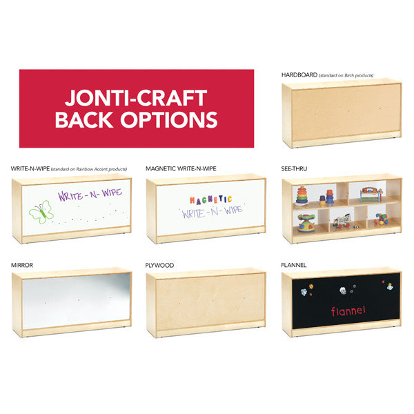 Jonti-Craft Low Single Mobile Storage Unit - See-Thru Back