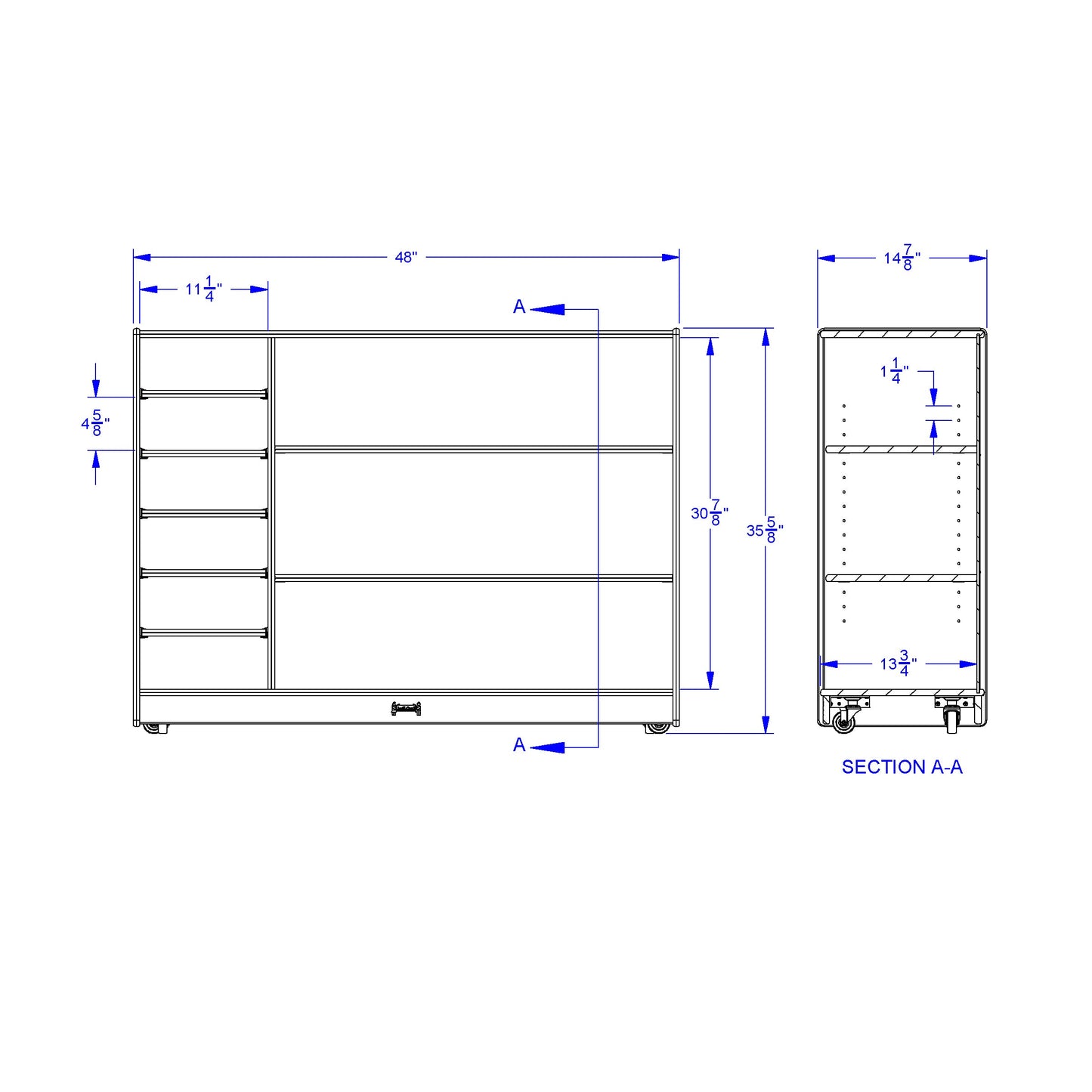 Jonti-Craft Adjustable Combo Mobile Straight-Shelf - without Paper-Trays