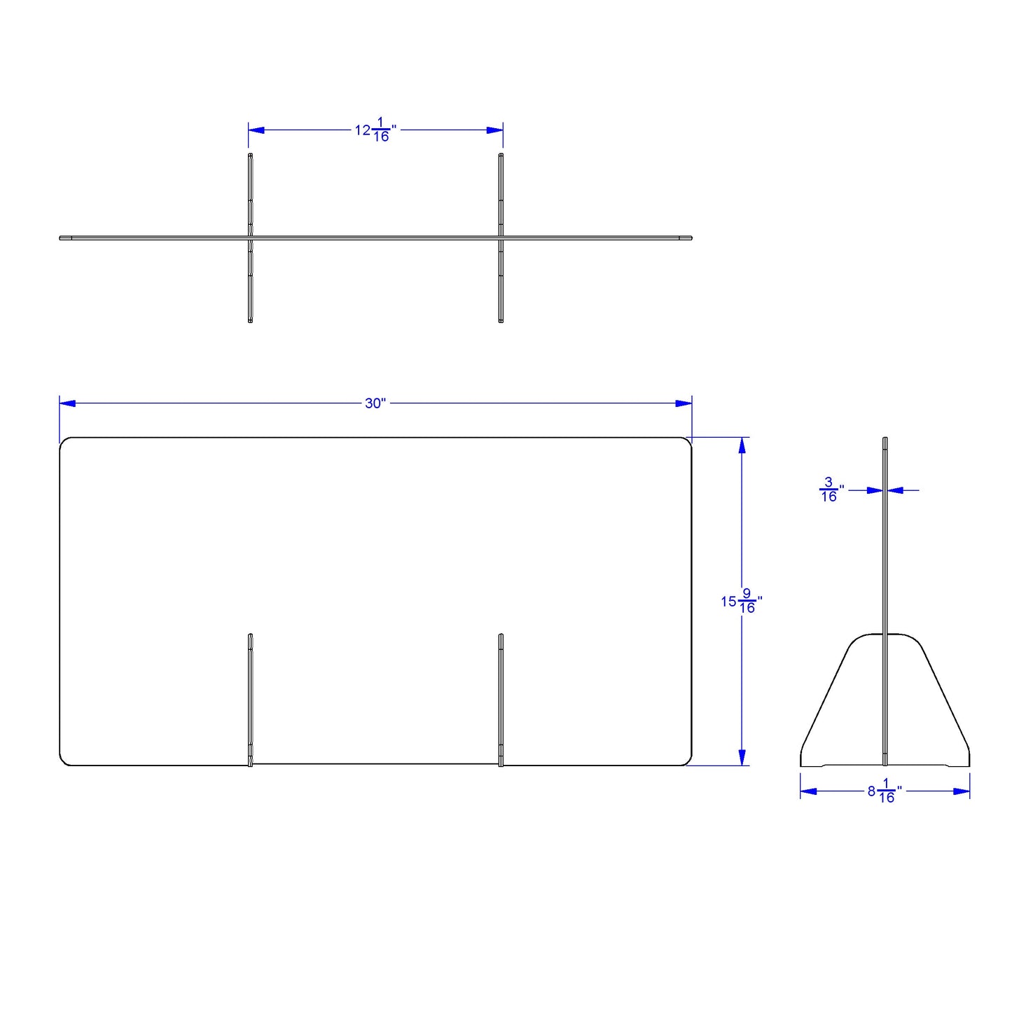 See-Thru Table Divider Shields - 2 Station - 30 x 8 x 16